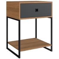 Mesa De Cabeceira Estilo Industrial 01 Gvt P1026 Mell Grafite Pp Mell Grafite - 1