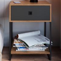 Mesa De Cabeceira Estilo Industrial 01 Gvt P1026 Mell Grafite Pp Mell Grafite - 7