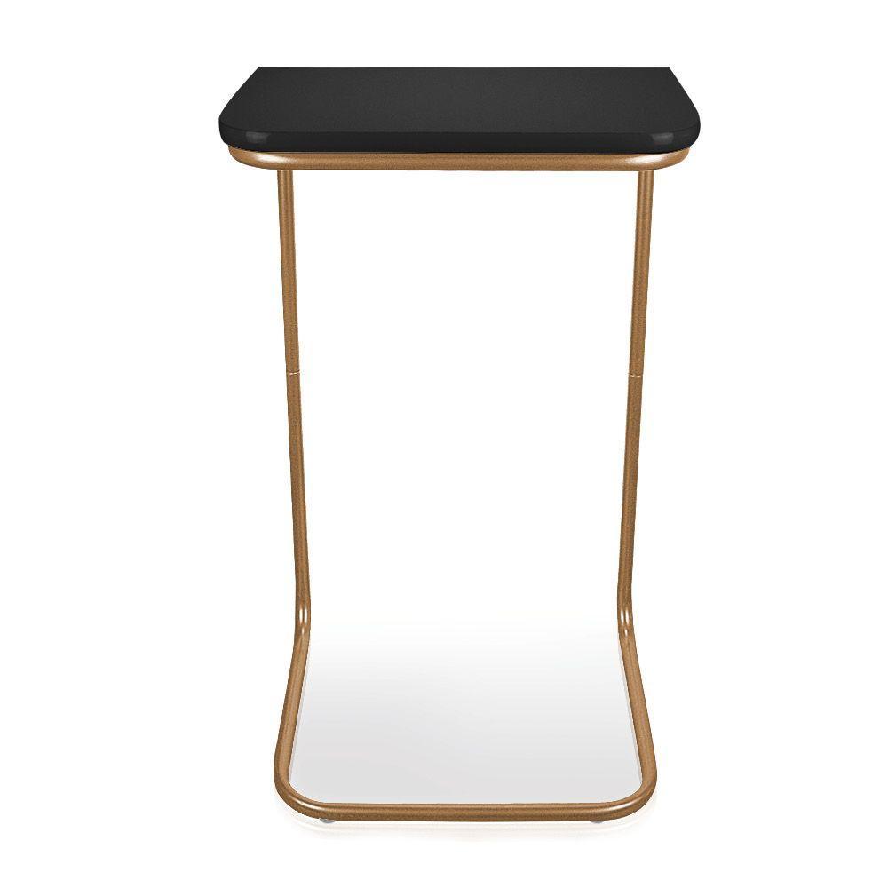 Kit 2 Mesas Lateral Tampo Multiuso P/ Sófá Base Dourado - 9