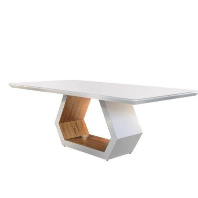 Mesa Ane 220cm Madeira E Vidro Mobillare Off White