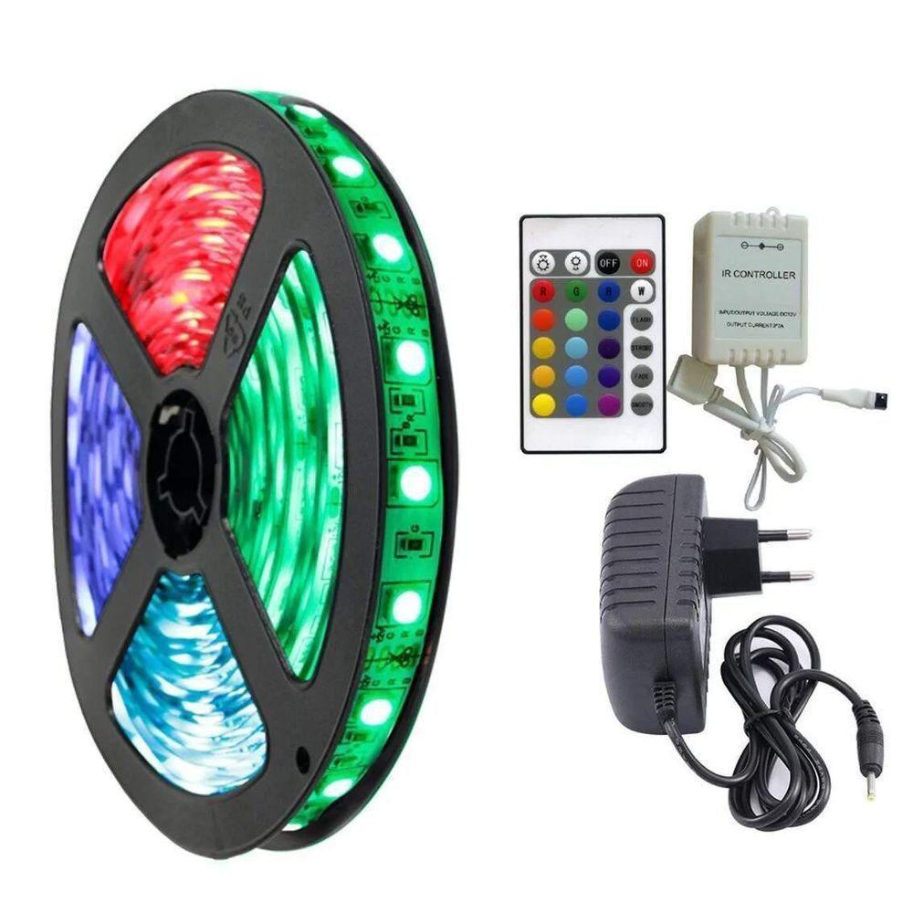 Fita Led Rgb Rolo 5M 300 Leds + Controle + Fonte - 1