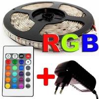 Fita Led Rgb 3528 Rolo 5M Leds Com Fonte Controle Decoração - 5