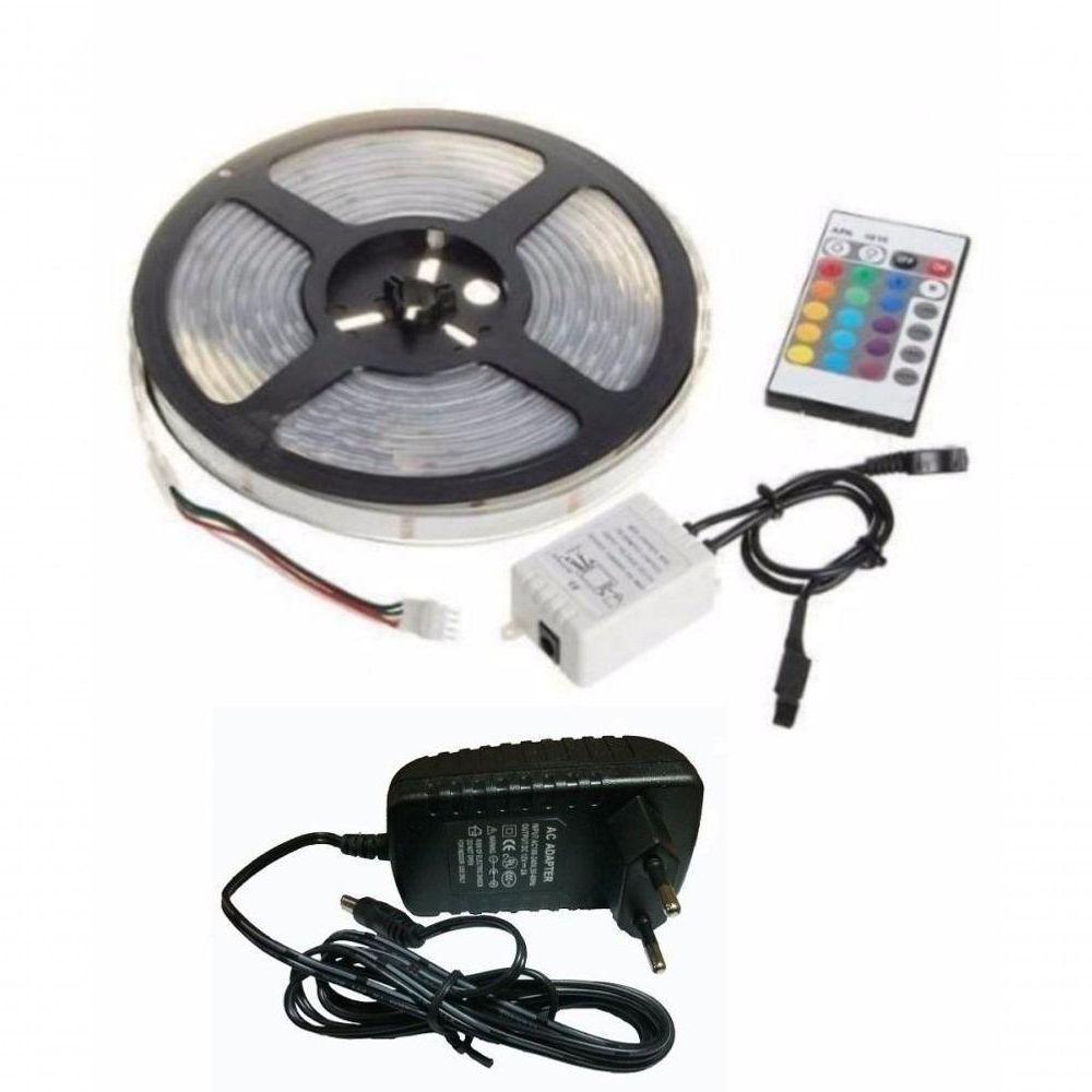 Fita Led 5050 Rgb 300 Leds Rolo 5M+ Controle + Fonte - 1