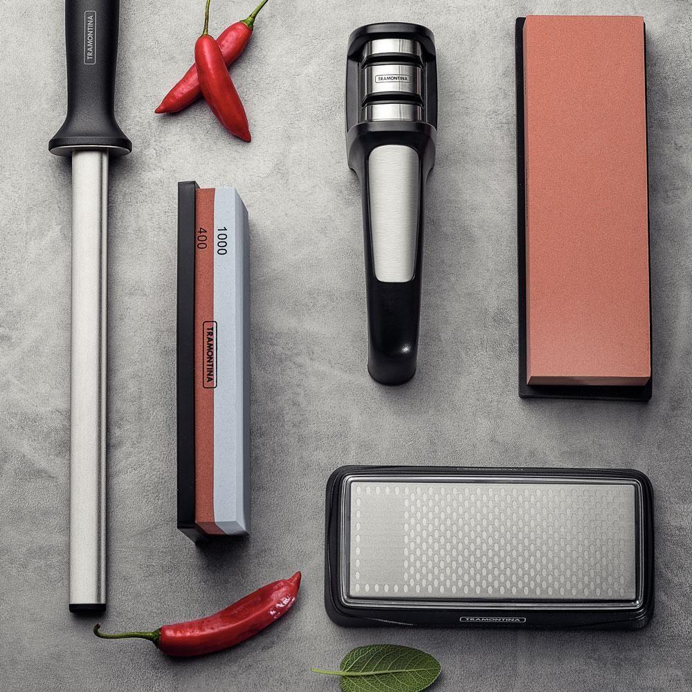 Pedra Para Afiar Profio Com Granulação 400 E 1000 Dupla Face Com Suporte Emborrachado - Tramontina - 3