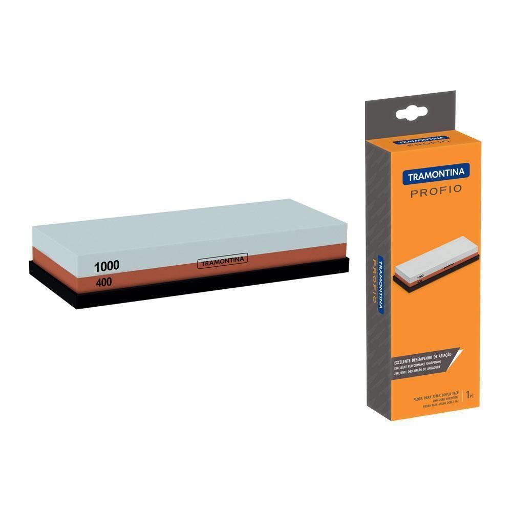 Pedra Para Afiar Profio Com Granulação 400 E 1000 Dupla Face Com Suporte Emborrachado - Tramontina - 4