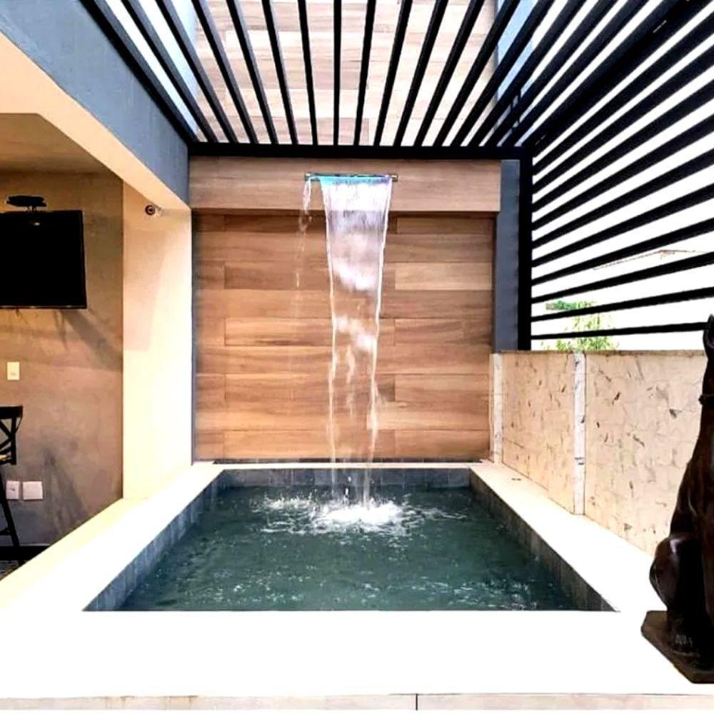 Cascata 80Cm Para Piscina De Embutir Na Parede Com Acabamento Em Aço Inox - 4