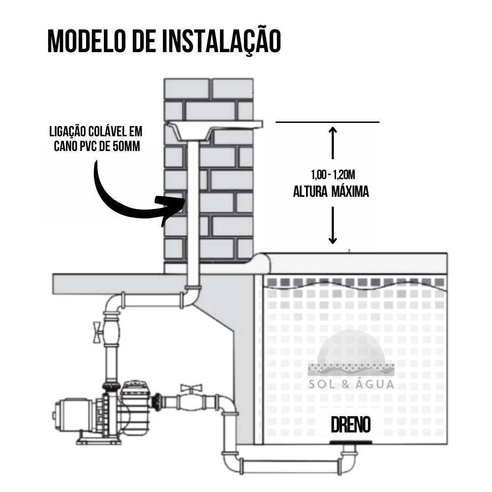 Cascata 80Cm Para Piscina De Embutir Na Parede Com Acabamento Em Aço Inox - 5