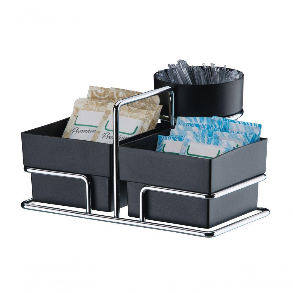 Kit 3Pçs Preto Future Porta Copos Suporte Guardanapo Mexedor - 3