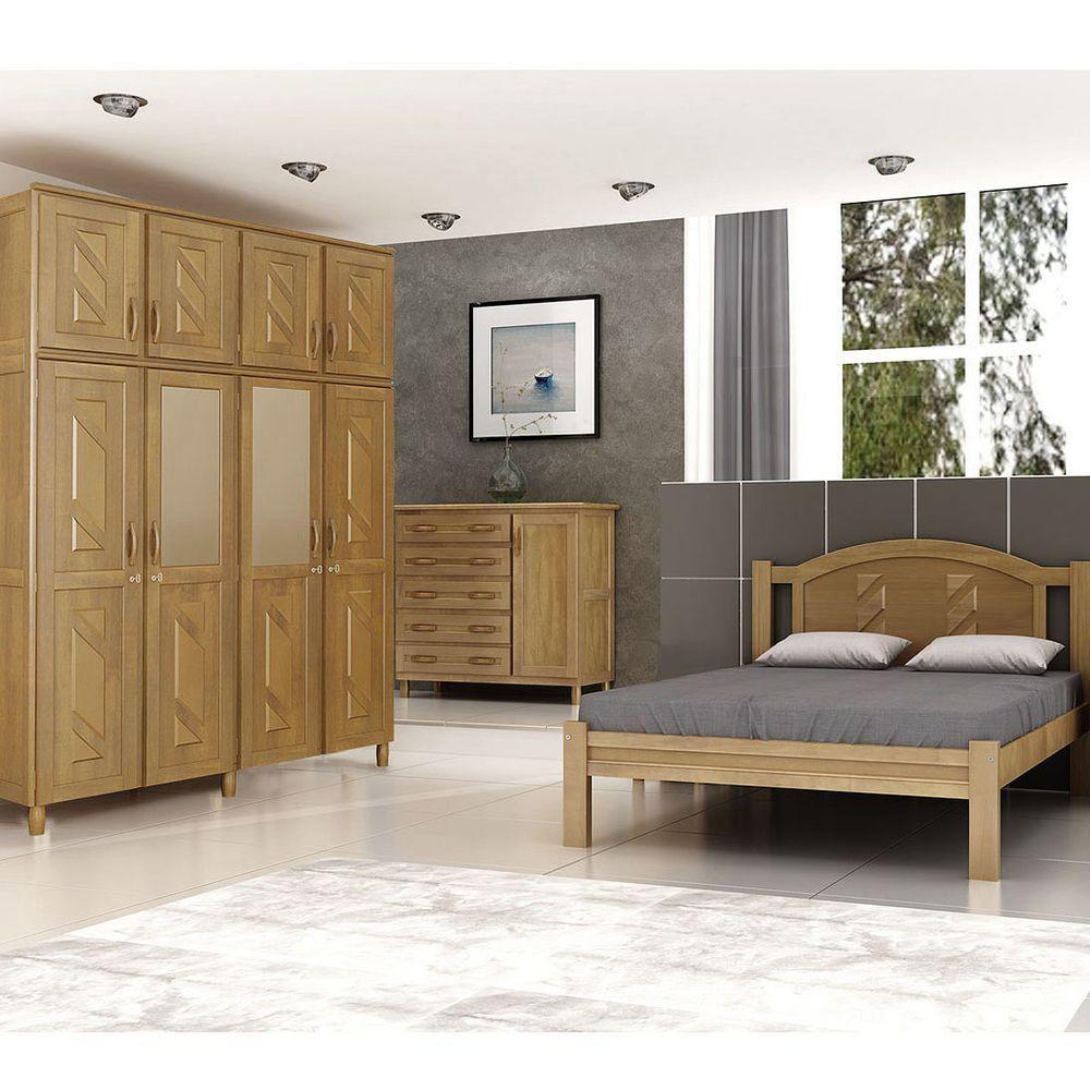 Guarda-roupa 8 Portas Cama Cômoda Sapateira Madeira Imbuia - 1