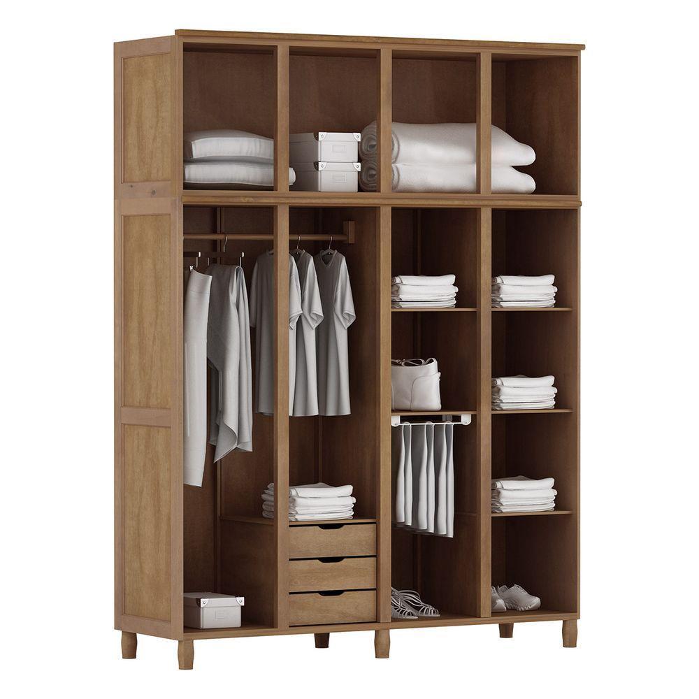 Guarda-roupa 8 Portas Cama Cômoda Sapateira Madeira Imbuia - 3