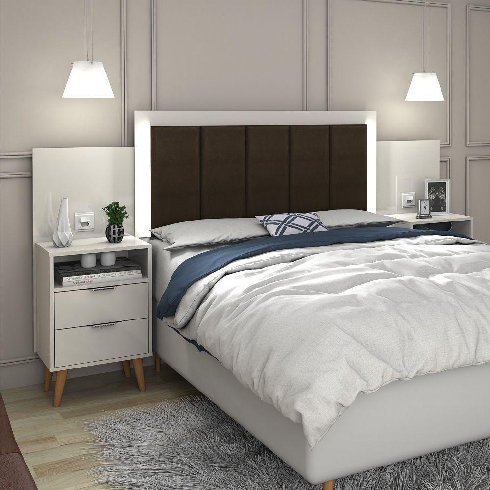 Cabeceira Regulável Triz Com Mesa De Cabeceira Off White - 1