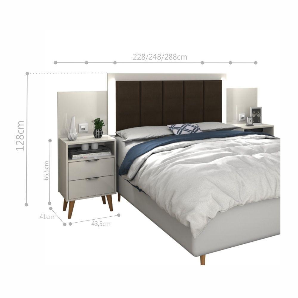 Cabeceira Regulável Triz Com Mesa De Cabeceira Off White - 5