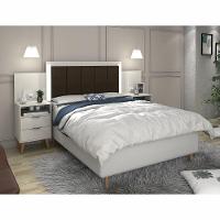 Cabeceira Regulável Triz Com Mesa De Cabeceira Off White