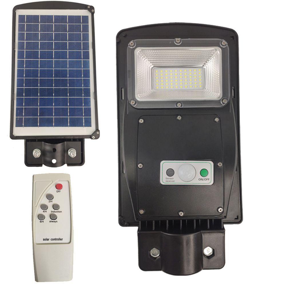 Luminaria Solar Poste 60w Led Controle Rua E Jardins Areas - 1