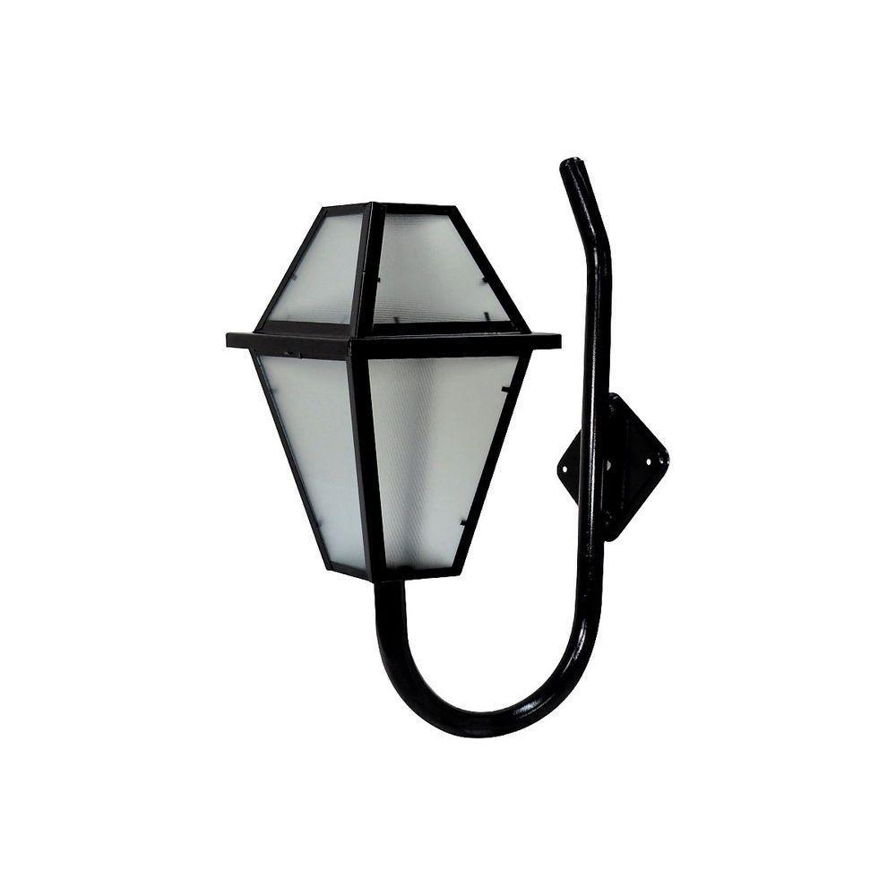 Luminária Imperial Braço Curvo Parede Alumínio Preto 56X38Cm - 1