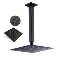 Ducha Chuveiro Inox Quadrado 20X20 Suporte Teto Preto Fosco - 1