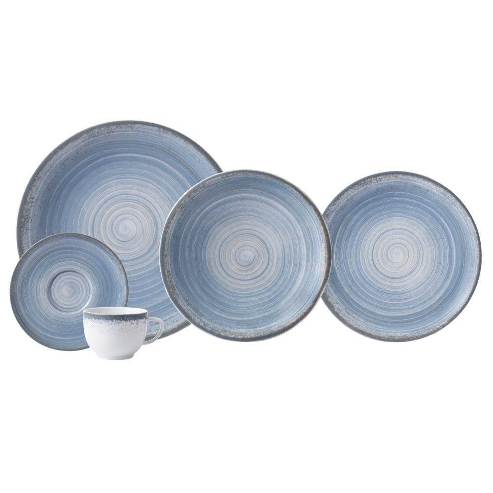 Aparelho De Jantar 30 Peças Esfera Azul Celeste Schmidt - 1