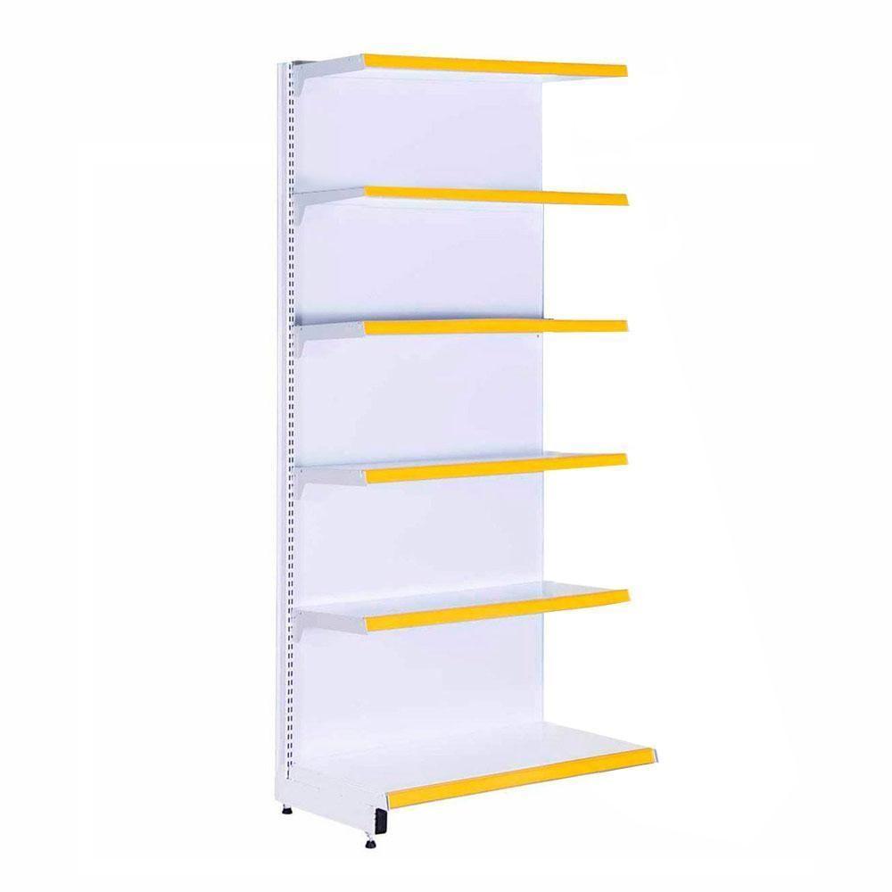 Gôndola Prateleira Supermercado 6 Níveis 40x30 New Plus 2,00m Parede Continuação Amarelo Sa Gôndolas - 1