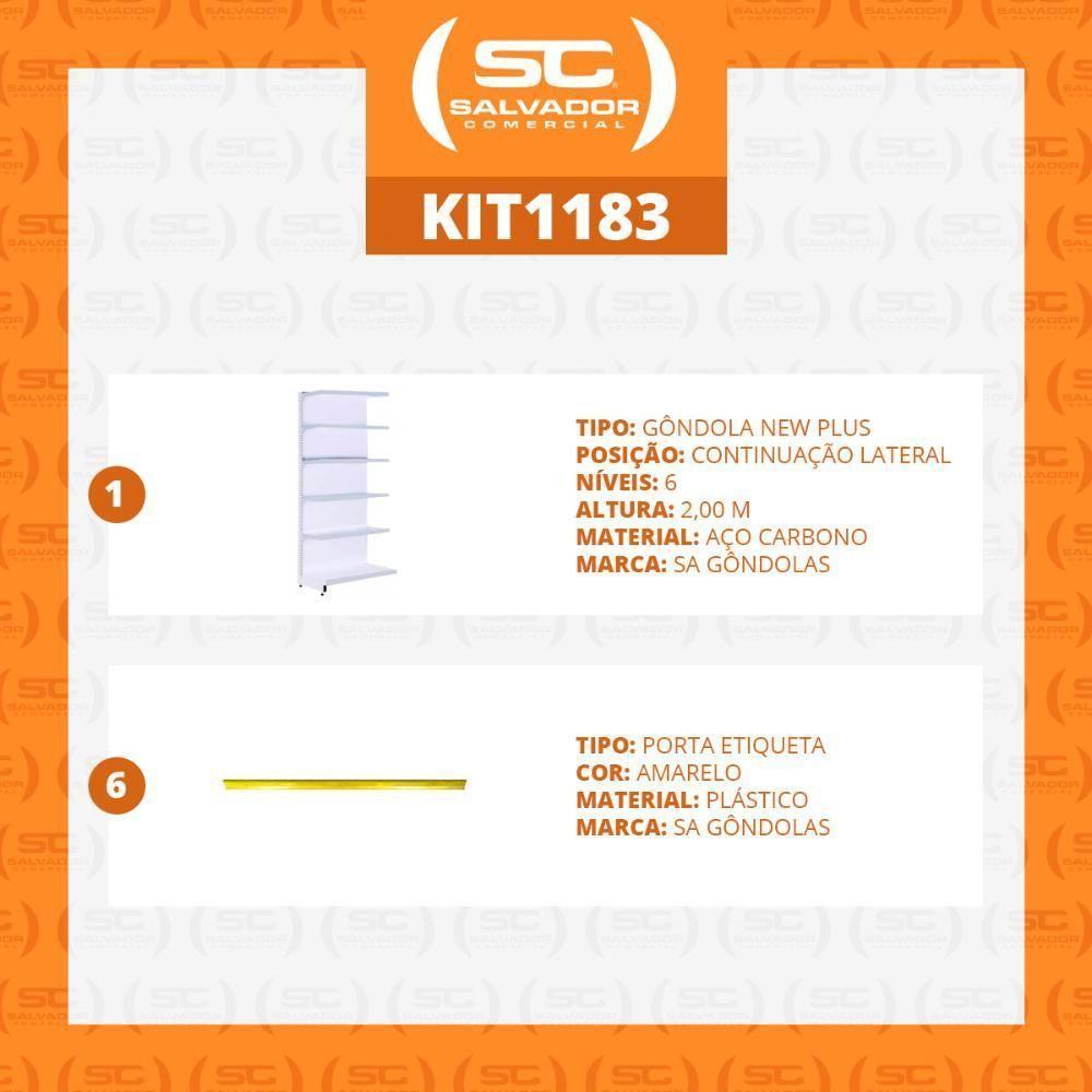 Gôndola Prateleira Supermercado 6 Níveis 40x30 New Plus 2,00m Parede Continuação Amarelo Sa Gôndolas - 6