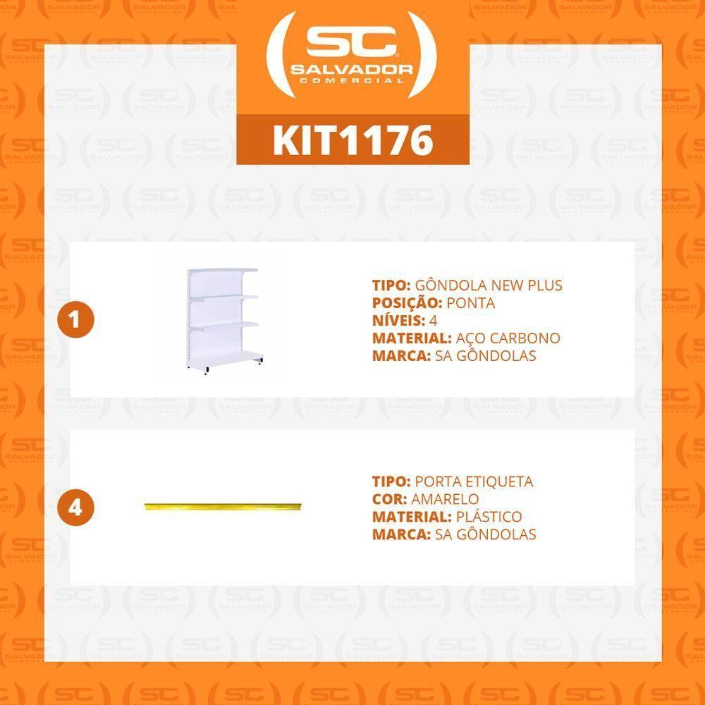 Gôndola Prateleira Supermercado 4 Níveis 40x30 New Plus 1,40m Ponta Amarelo - Sa Gôndolas - 5