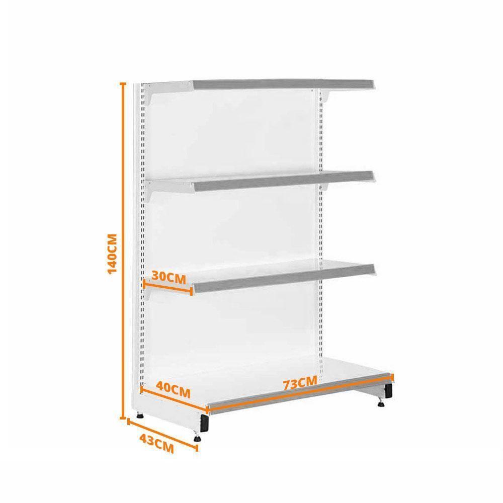 Gôndola Prateleira Supermercado 4 Níveis 40x30 New Plus 1,40m Ponta Amarelo - Sa Gôndolas - 6