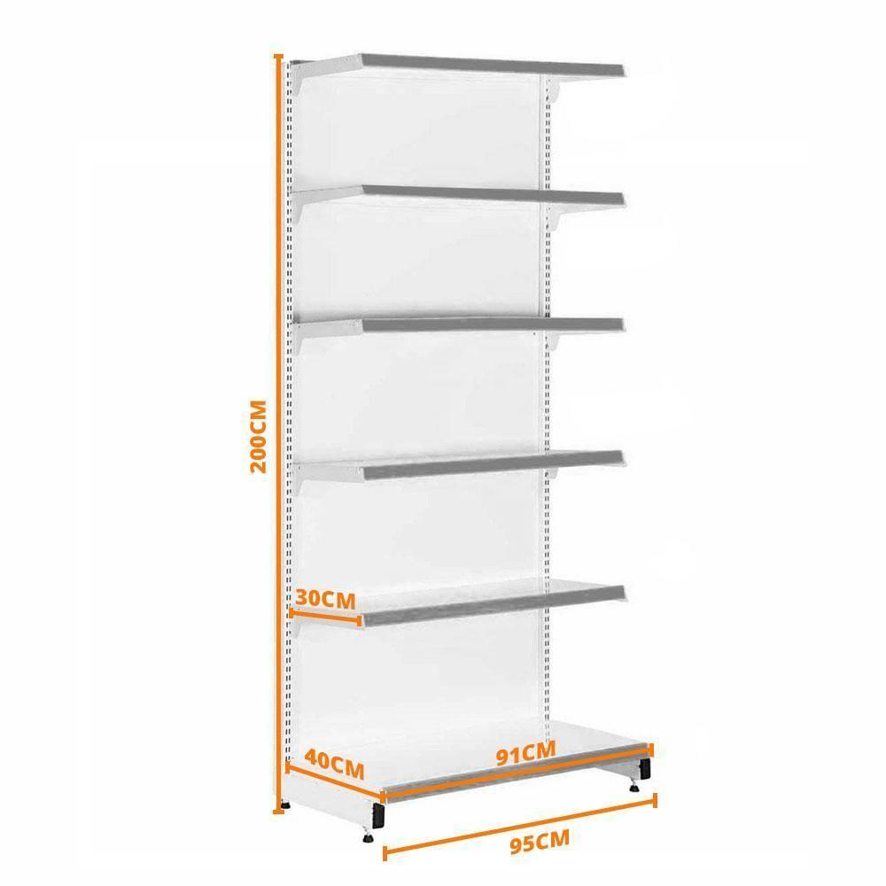 Gôndola Prateleira Supermercado 6 Níveis 40x30 New Plus 2,00m Parede Inicial Amarelo Sa Gôndolas - 5