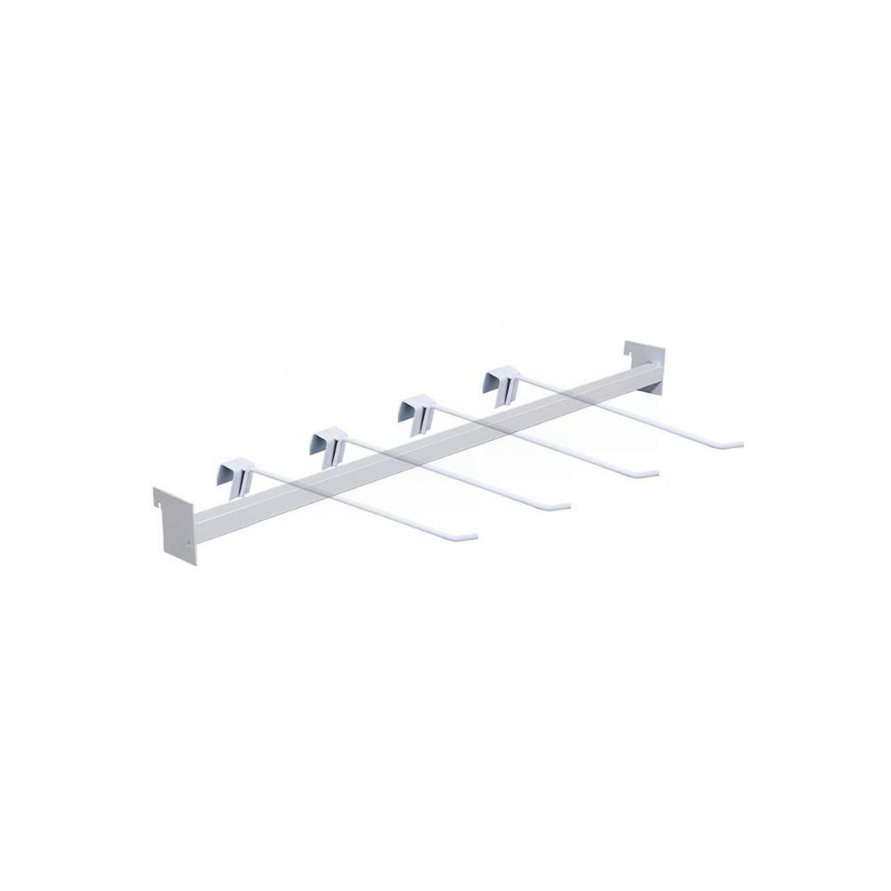 Kit - Régua Para Gôndola Ponta 73cm + 4 Ganchos Simples Branco - Sa Gondolas - 1