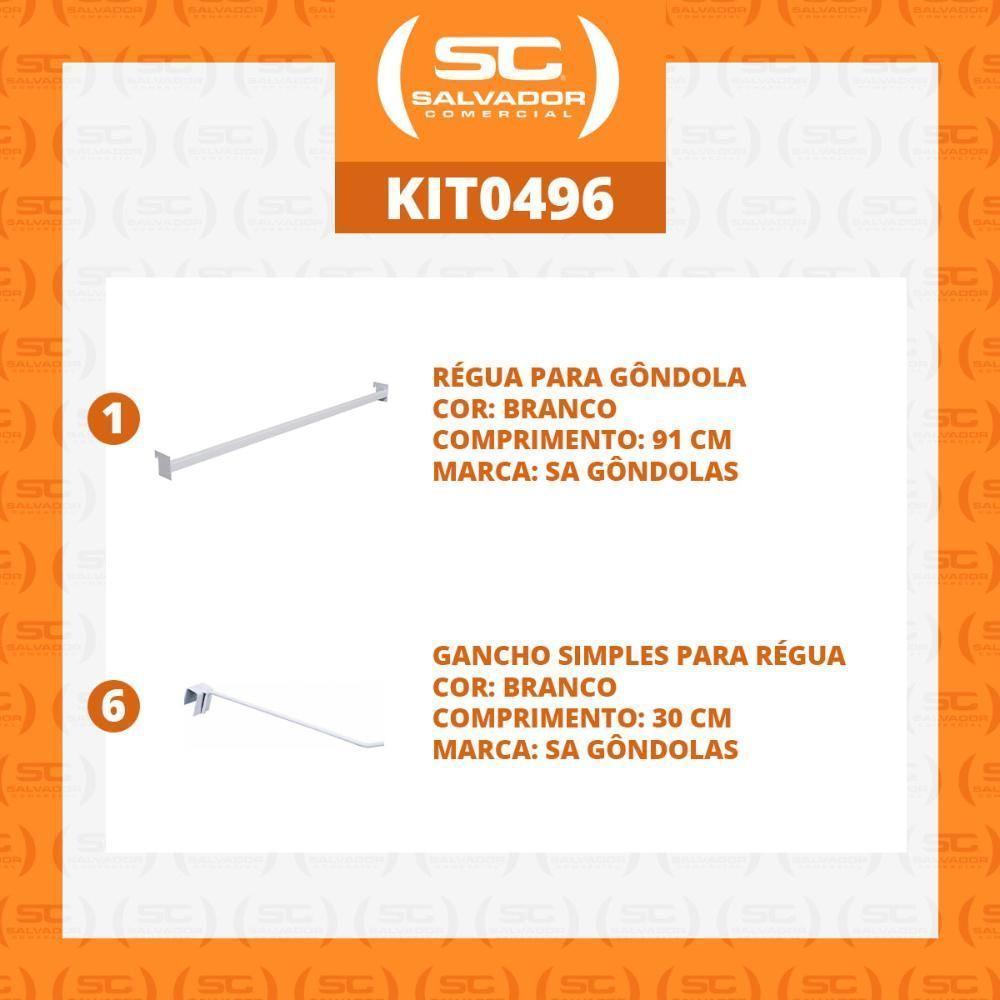 Kit - Régua Para Gondola 91cm + 6 Ganchos Simples - Sa Gondolas - 2