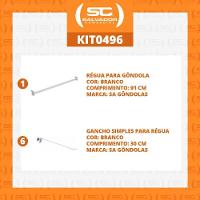 Kit - Régua Para Gondola 91cm + 6 Ganchos Simples - Sa Gondolas - 2