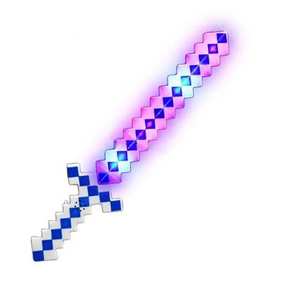 Brinquedo Espada Pixel 58Cm Diamante Com Som E Luz À Pilha - Azul