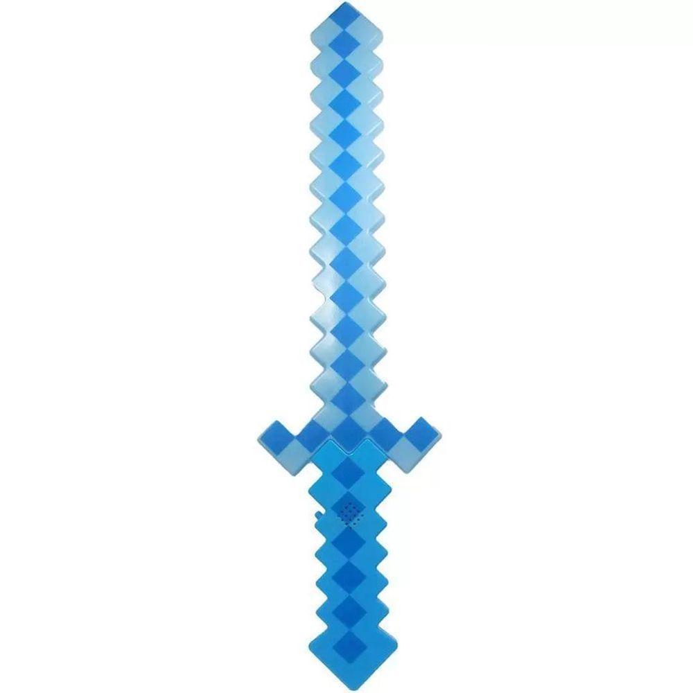 Brinquedo Espada Pixel 58Cm Diamante Com Som E Luz À Pilha - Azul - 1
