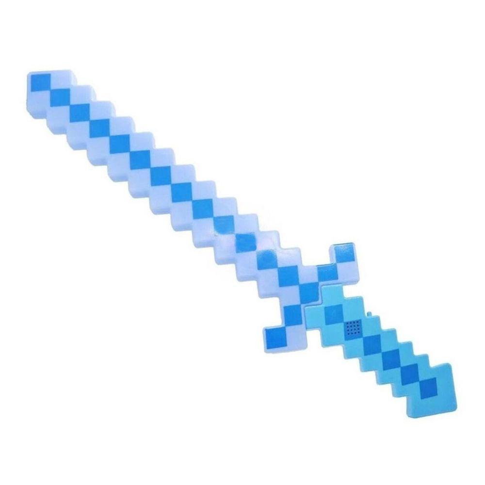 Brinquedo Espada Pixel 58Cm Diamante Com Som E Luz À Pilha - Azul - 1