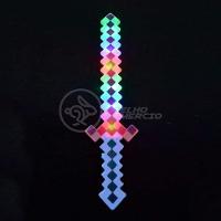 Brinquedo Espada Pixel 58Cm Diamante Com Som E Luz À Pilha - Azul - 6