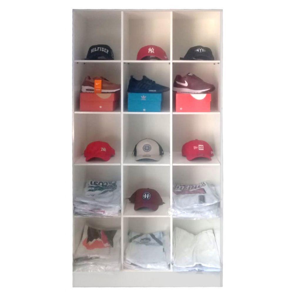 Kit 5 Expositores Colméia com Nicho Prateleira e Cabideiro - 6