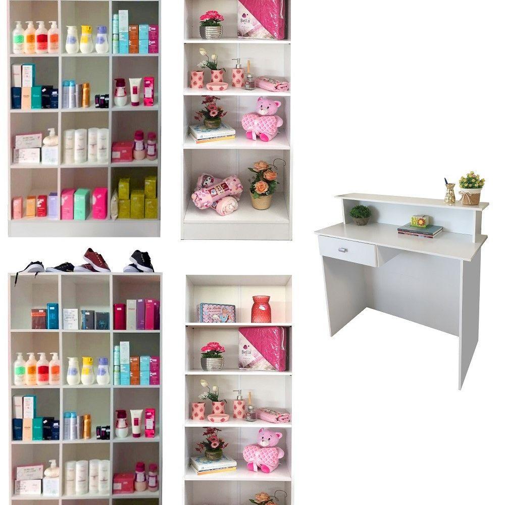 Kit com Colméias Estante e Balcão de Atendimento 5 Peças - 7