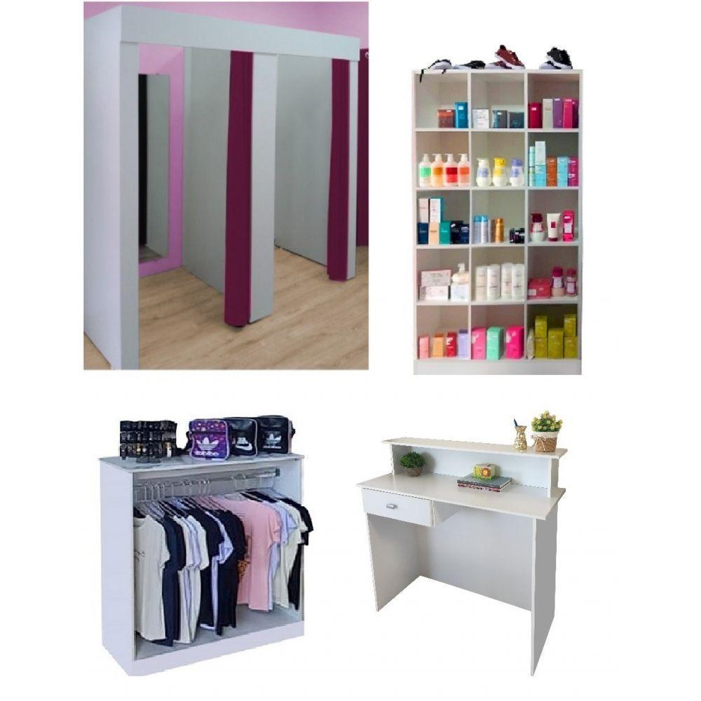 Expositor Balcão de Atendimento Balcão Arara Provador 4 Peça - 4