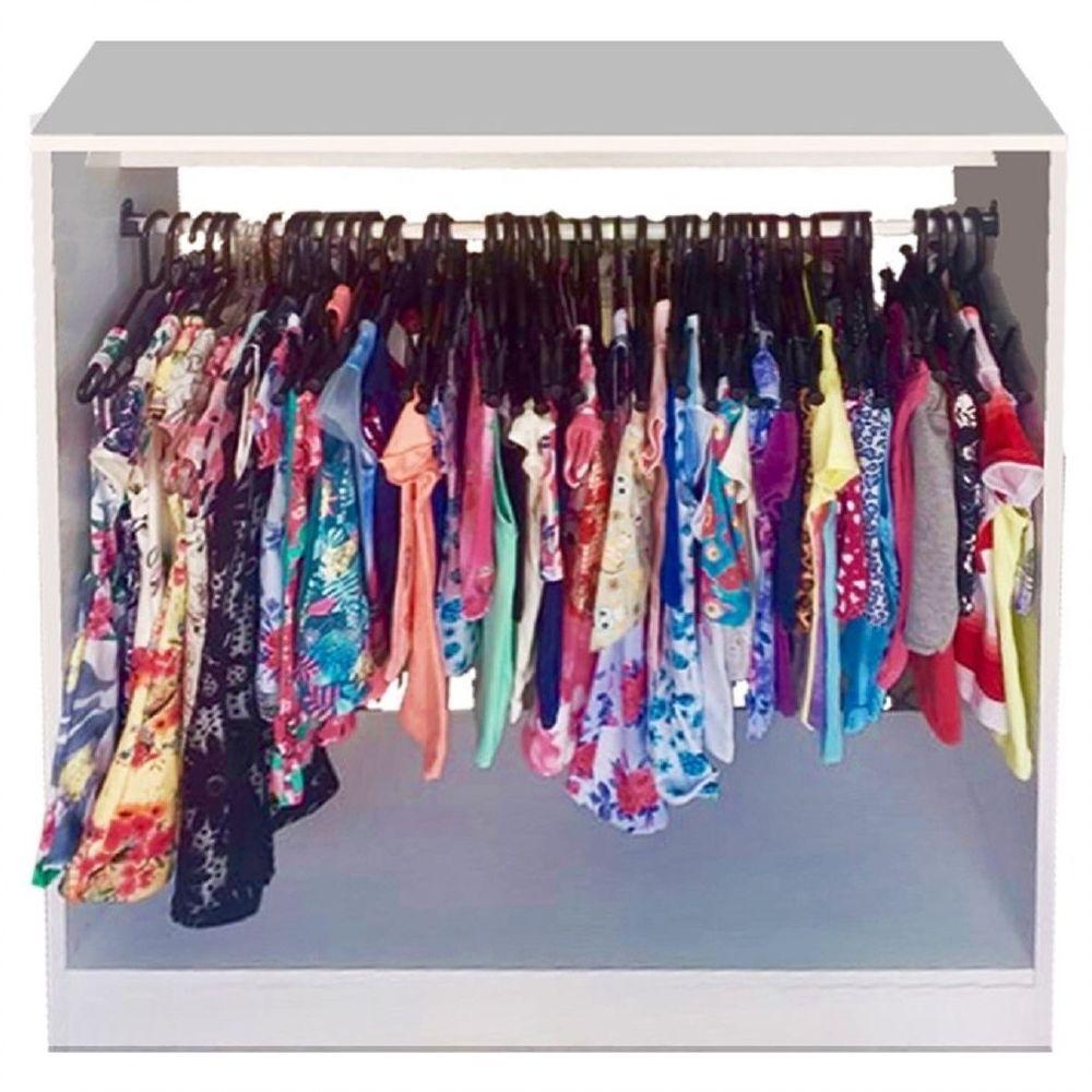 Kit Armário Colméia 2 Araras e Balcão de Atendimento Branco - 3