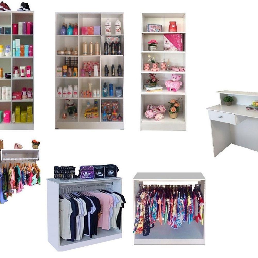 Kit de Expositores Armário Colméia Cabideiros e Balcões 8Pçs - 7