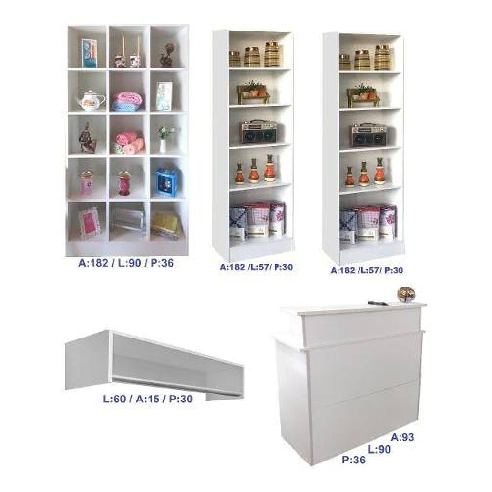 Kit Expositor com Colméias Estante e Balcão com Gaveta 5 Pçs - 7