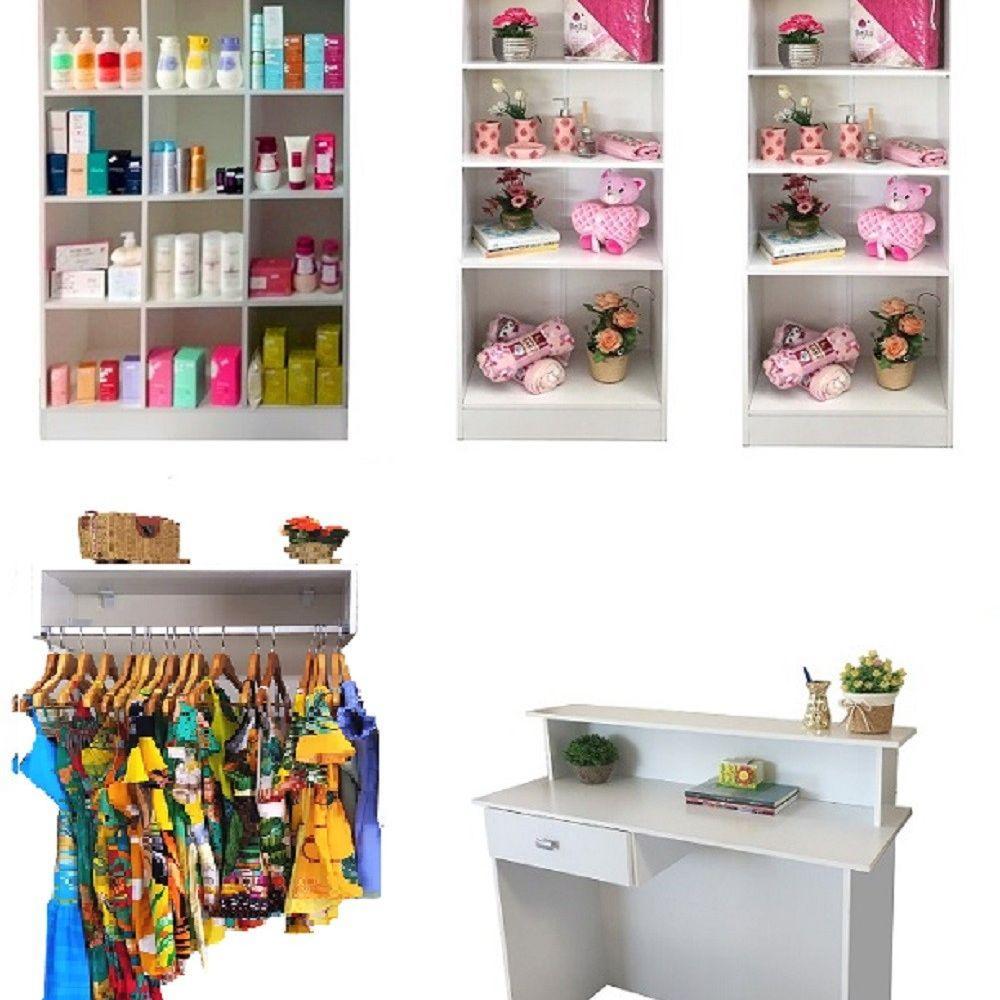 Kit Expositor com Colméias Estante e Balcão com Gaveta 5 Pçs - 8