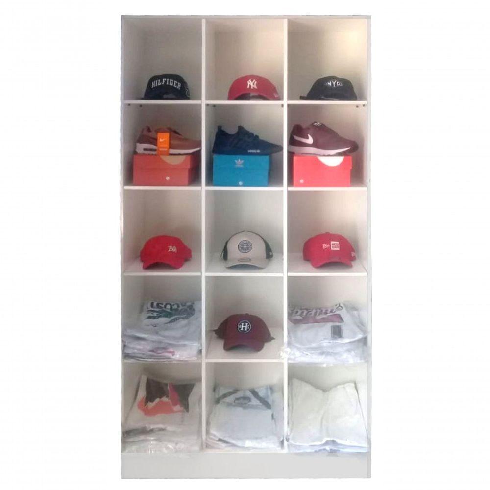 Kit Armário Colméias Cabideiro Provador e Estante Prateleira - 2