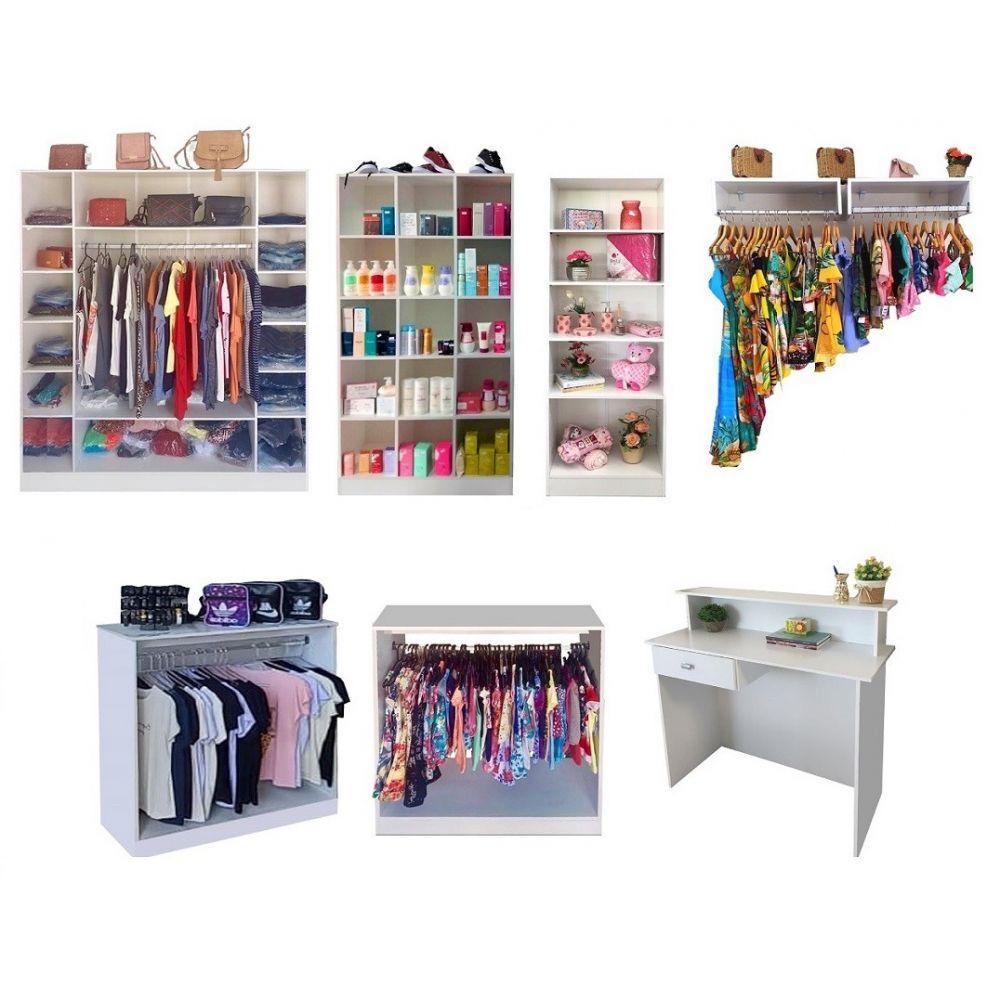 Kit Expositor com Colméias Estante Cabideiros e Balcões - 8