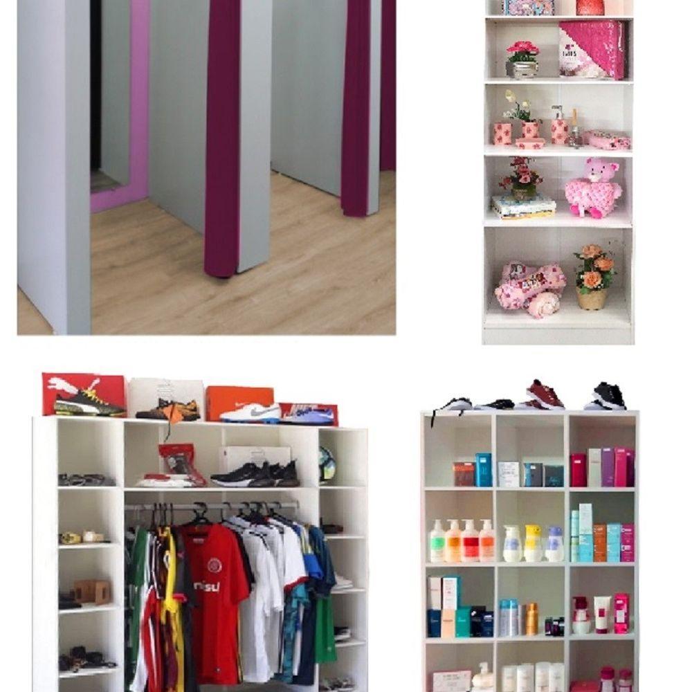 Kit Armário Colméia Cabideiro Provador e Estante Prateleira - 7