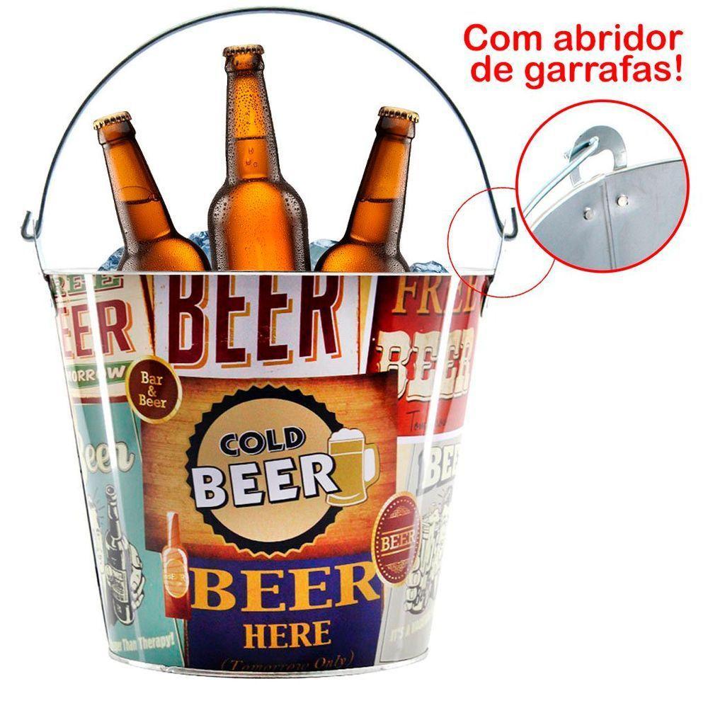 Balde De Gelo Para Cerveja Estampado Em Metal Galvanizado 4,8 Litros - 1