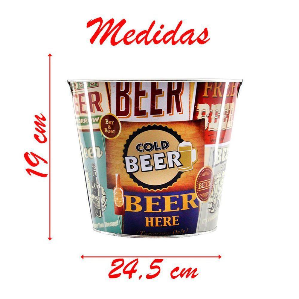 Balde De Gelo Para Cerveja Estampado Em Metal Galvanizado 4,8 Litros - 2