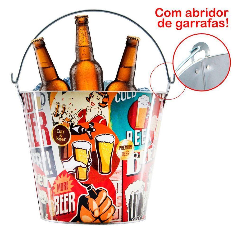 Kit 2 Baldes De Gelo Para Cerveja Estampado Em Metal Galvanizado 4,8 Litros - 2