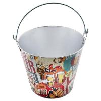 Kit 2 Baldes De Gelo Para Cerveja Estampado Em Metal Galvanizado 4,8 Litros - 1