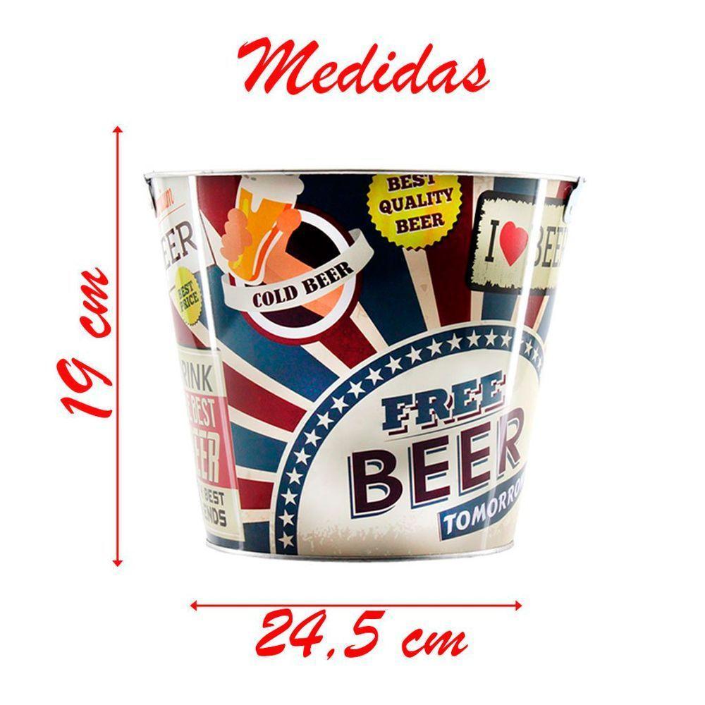 Kit 2 Baldes De Gelo Para Cerveja Estampado Em Metal Galvanizado 4,8 Litros - 3