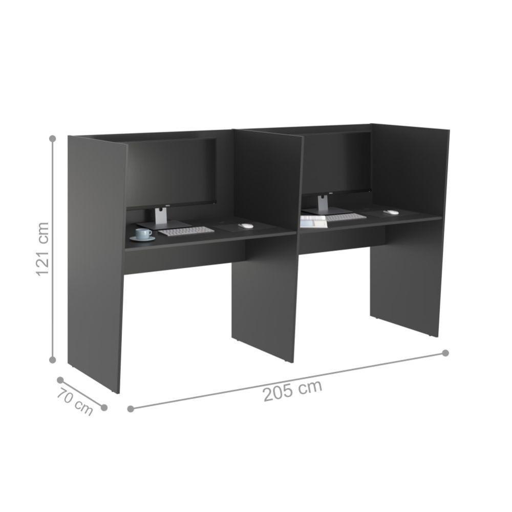 Escrivaninha Office 2 Lugares Letonia Preto Onix - 2