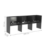 Mesa De Trabalho 3 Lugares Inglaterra Preto Onix - 2